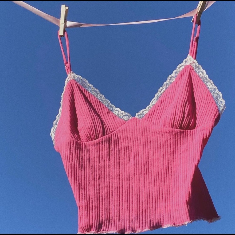 Y2k Hot Pink Lace Cami Top by Sweetly